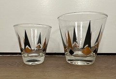 Anchor Hocking Golden Peaks Set Of 2 Mid-Century Modern Atomic Arrow Barware MCM