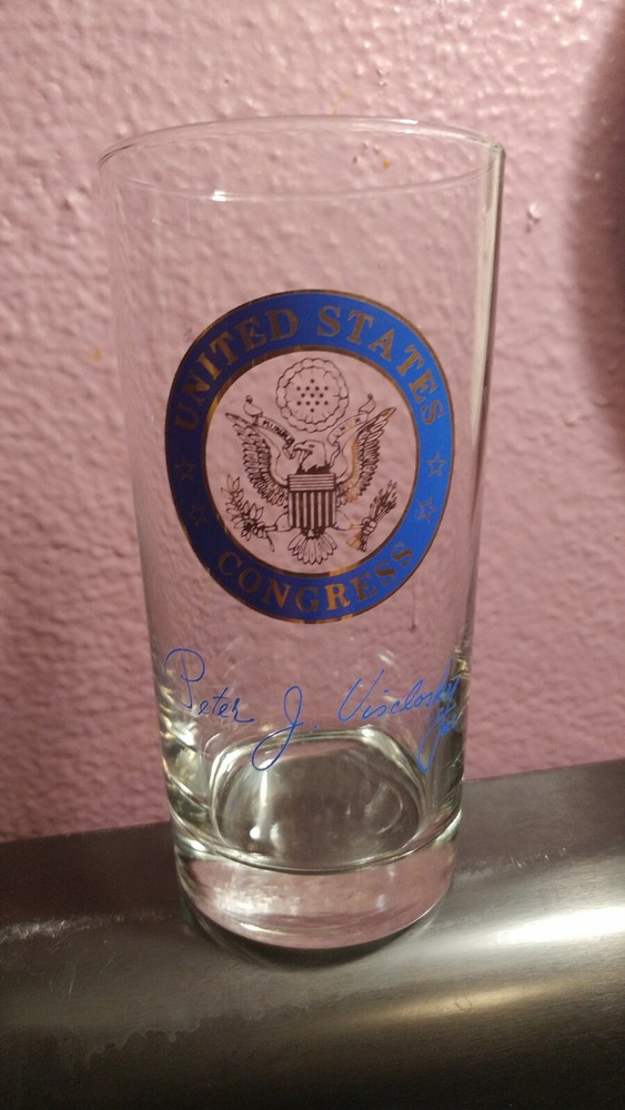 Vintage 5 1/2″ United States Congress Glass Drinking Signed Peter J Visclosky