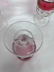 Vintage Tiffin Kings Crown Ruby Red Wine Goblets Set of 4 Thumbprint Glass
