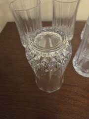 SIX 1980s 24% Lead Crystal Longchamps Highball Glasses Used In Original Box NICE