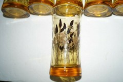 VINTAGE WHEAT DRINKING GLASSES GOLD LONG STEMMED DESIGN BROWN TAN LOT 8 EUC