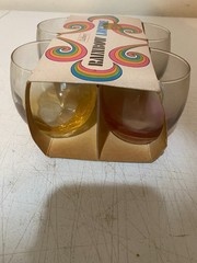 Vintage Libbey Rainbow Lustre Rocks Glasses Set of 4 11 oz Original Box