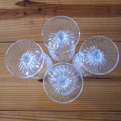 Vintage Libbey Hobstar Stemmed Clear Glass Water/ Wine Drink Goblet 7″ Set of 4