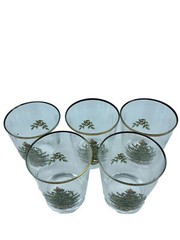 Spode Double Old Fashion Cocktail Liquor Rock Glasses Christmas Tree Set Of 5