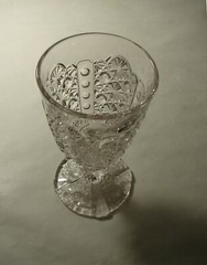 EAPG Adams US Glass 86 aka Daisy and Button with Thumbprint Panel Pattern Goblet