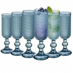 Graceful Vintage Champagne Flutes Set 6 Hobnail Glass Toasting Cups 140ml