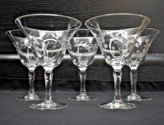 Set of 5 – Pioneer Glass Willow Moon – 5″ Clear Liquor Cocktail Glasses (678)