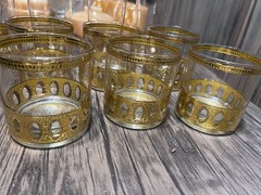 Set of 10 Vintage Culver Pisa Mid – Century 22K Gold Glasses