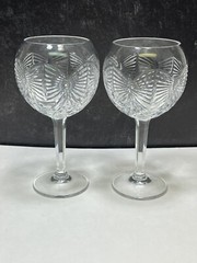 2 Waterford Toasting Wine Balloon Glass MILLENNIUM HAPPINESS CLEAR Butterfly Bow