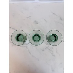 VTG Set of 3 Libbey Green Glass Spanish Style Thick Stem Goblets