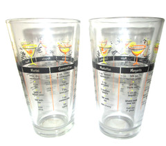 Retro MCM Cocktail Recipe Glasses Barware set of 2 each 16.2 oz
