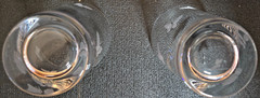 Glass 4″Tumblers with Etched in Glass Butterflies on Entire Glass Set of 2
