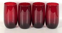 VTG Anchor Hocking Royal Ruby Red Tumblers Set of 4 12oz Glasses 5″ Tall MCM