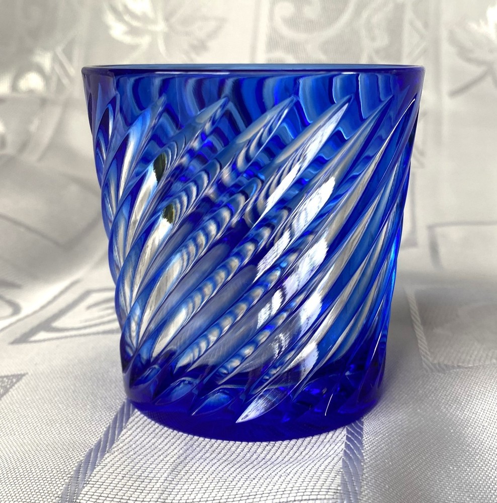 Cobalt Blue On the Rocks Glass, Cristal d’Arques «Valse», Lead Crystal, H3″