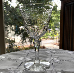 CORBETT STOURBRIDGE ROCK CRYSTAL WINE GLASSES (7) WILLIAM KNY C.1897-1910