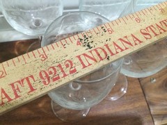 4 Vtg Lacy Needle Etched Wine Goblets Glasses LEAVES American Cut ? HTF 7.25»