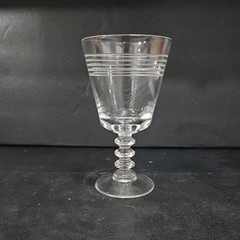 Etched Stripe Cocktail Goblet, Vintage Clear Pressed Stemware, Stacked Ball Stem