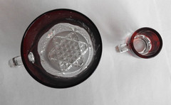 Antique Red Ruby or Cranberry Glass; Tiny Mug/ Toothpick Holder & LAURA Teacup