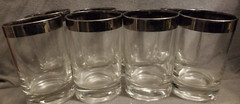 Vintage 1960’s Dorothy Thorpe MCM Set of 8 Silver Rim Etched Glass Tumblers 4 oz