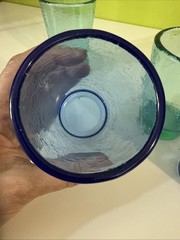 Fire & Light 12oz Tumblers Textured Glass Set Of 4: 2 Aqua And 2 Cobalt