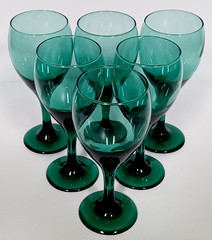 Libbey Juniper Green Goblets 7” Wine Water Tea Glasses Teardrop Vtg – Set of 6