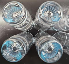 (6) Duz Crystal Star Sapphire 2.5 Oz Tumblers Set Vintage Blue Glasses MCM Lot