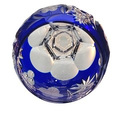 Nachtmann Bleikristall Saphire Blue Grapes Floral Cut to Clear Wine Glass 8.5”