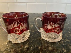 Set of 3 Antique Ruby Stained Souvenir Glasses – Atlantic City 1901 &1903