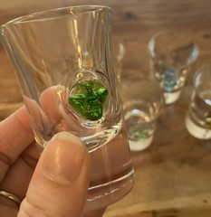Set of 6 SALVIATI Crystal Vodka Shot Glasses with Colorful Faces ~ Unique!