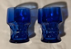 Vintage Viking Georgian Blue Honeycomb Juice/Whiskey Glasses, set of 2