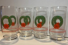 Christmas Wreath Glasses Jc Penny Seanson’s Greetings Set Of 4 NOS