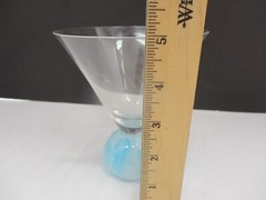 Blue and White Swirl Art Glass Base Cocktail Glass
