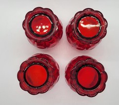 4 Fenton Dot & Panel 1933 Ruby 4″ Tumblers Scalloped Base Foot Glasses Set 4