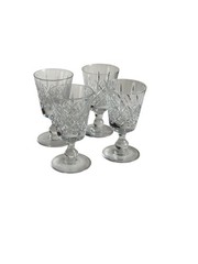 VINTAGE THOMAS WEBB CUT CRYSTAL SET OF 4 CORDIALS, Warwick Cut, Marked