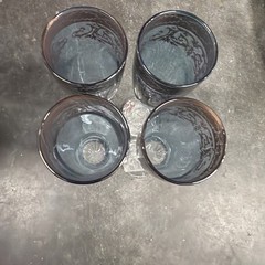 Lot Of 4 Hand Blown Crystal & Hand Decorated Pure Platinum Blue Cordial Italy
