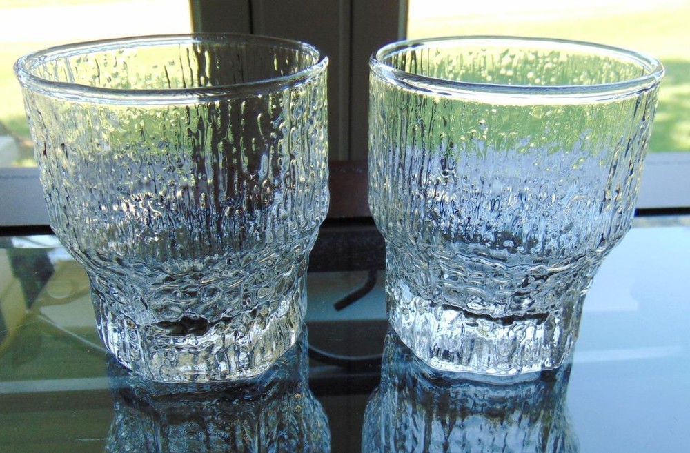 Indiana Glass GLACIER Whiskey Glass Lot of 2 Glasses MCM 8 oz
