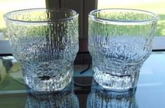 Indiana Glass GLACIER Whiskey Glass Lot of 2 Glasses MCM 8 oz