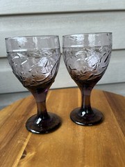 Libbey Purple Violet Garden Vine Hammered Glass Goblets Replacement-Set Of 2