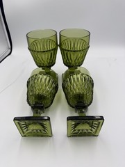 Vintage Avocado Green Wine Goblets – Set of 4