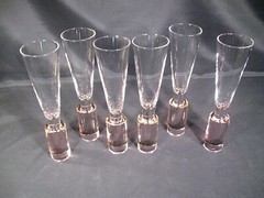 Sasaki Colonnade? Champagne Flutes Pink Base Set of 6