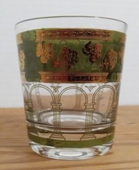CERA MCM 22K GOLDEN GRAPES GREEN BAR ROCK 8 GLASSES + PITCHER – 10 PCS SET