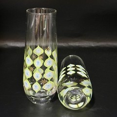 Retro Atomic Starburst Glass Tumblers + Hearth Home Jadeite App Plates Lot Of 4*