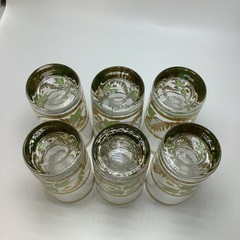 VTG Culver Ivy & Vines Green & Gold Highball 6 Glasses 22k Gold Decoration MCM
