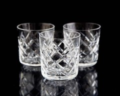 Waterford WAT7 Old Fashioned Tumbler Glasses Set of 3 Vintage Barware Signed
