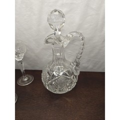 Vintage Nachtmann Traube Crystal 6 Cordials Holy Communion Set Cut Glass Cruet