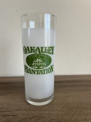 Oak Alley Plantation Cocktail Glass 6″ frosted glass green writing 70s souvenir