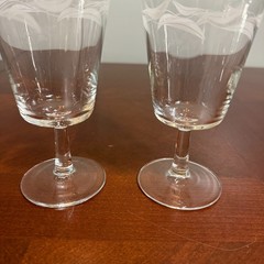 Crystal D Arques etched laurel leaf wine water goblets platinum rim MCM