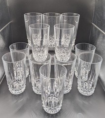 12 Vintage W.M. Dalton French Lead Crystal Verite Pattern 12oz Beverage Glasses