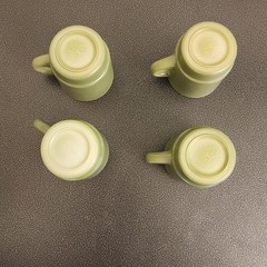 Vintage Fire King Green Coffee Mugs Set Of 4 Anchor Hocking USA Jadeite Glass