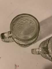 Lot of 2 ~ Vintage Anchor Hocking Glass Mug Quilted Diamond Point Pattern 16 oz.